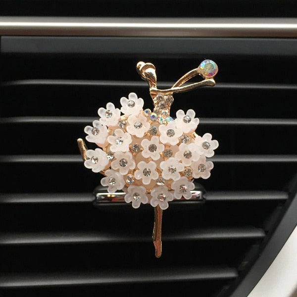 Car Aroma Diffuser Fragrance For Car Flavoring Air Fresheners Auto Perfume Car Smell Vent Clip Ballet Bling Car Accessory Girls