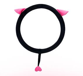 Cute Cat Ear Steering Wheel Cover Short Plush Winter Car Steering Wheel Covers For Girls