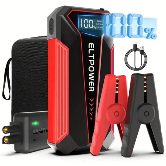 20000 MAh Car Jump Starter Power Supply With Dual USB Fast Charging And Red LED Light.