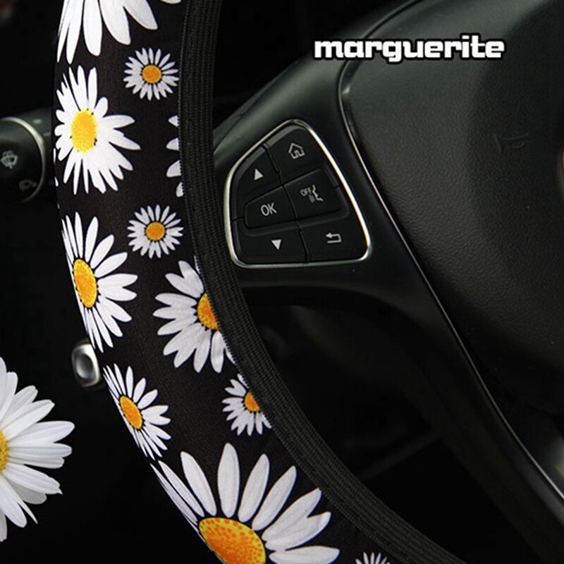 Cute Daisy Flower Car Interior Decoration Knitted Steering Wheel Cover Universal  Car Accessories Wheel Cover Without Inner Ring