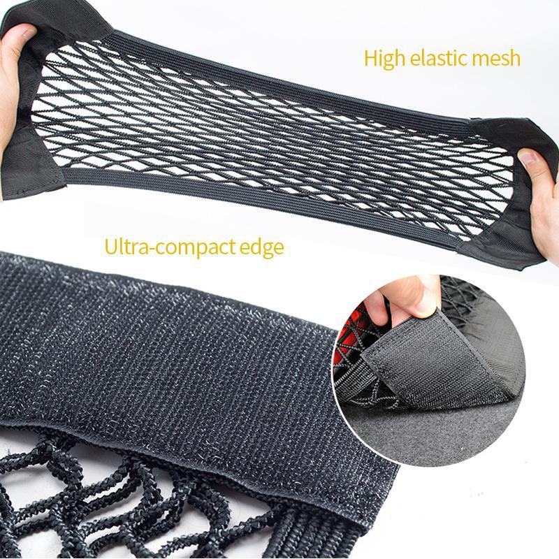 Car Back Rear Trunk Seat Storage Bag Mesh Auto Organizer double-deck Elastic String Net Magic Sticker Pocket Bag Car Accessories