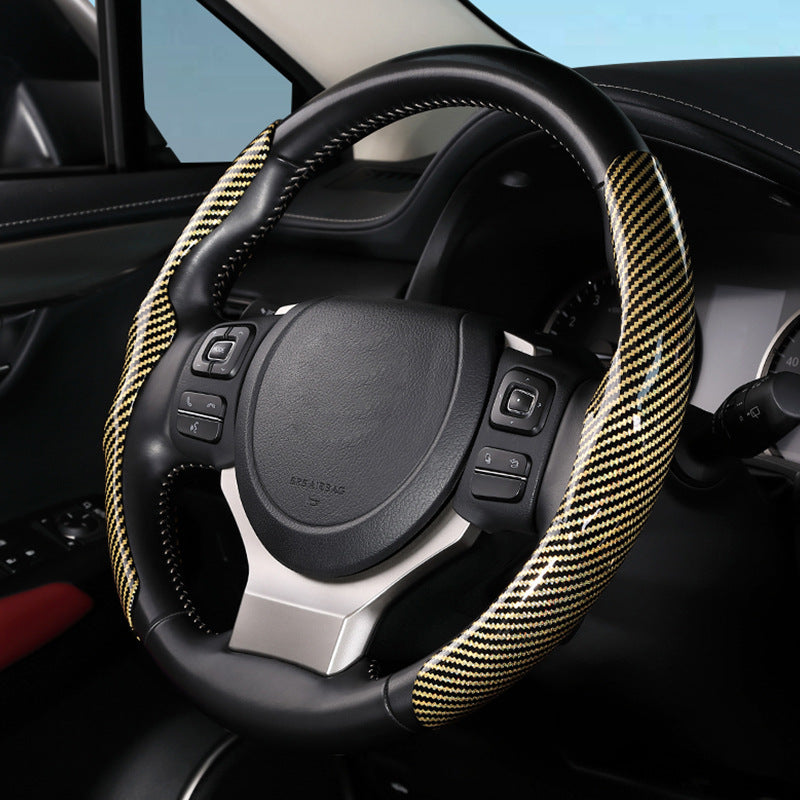 Car Carbon Fiber Pattern Glossy Car Steering Wheel Cover