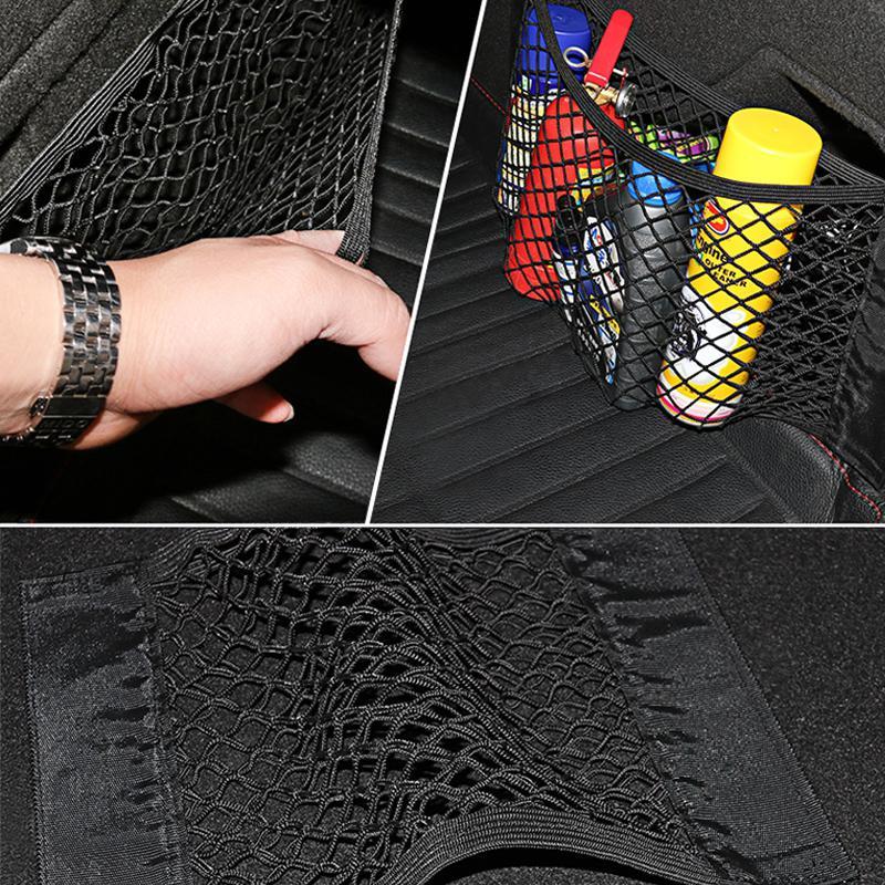 Car Back Rear Trunk Seat Storage Bag Mesh Auto Organizer double-deck Elastic String Net Magic Sticker Pocket Bag Car Accessories