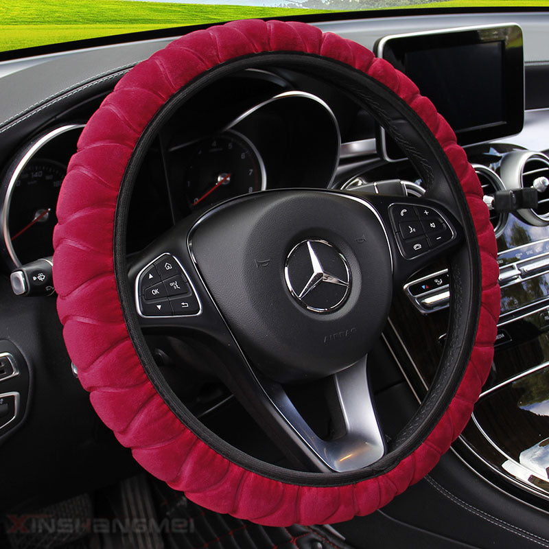 Car plush steering wheel cover