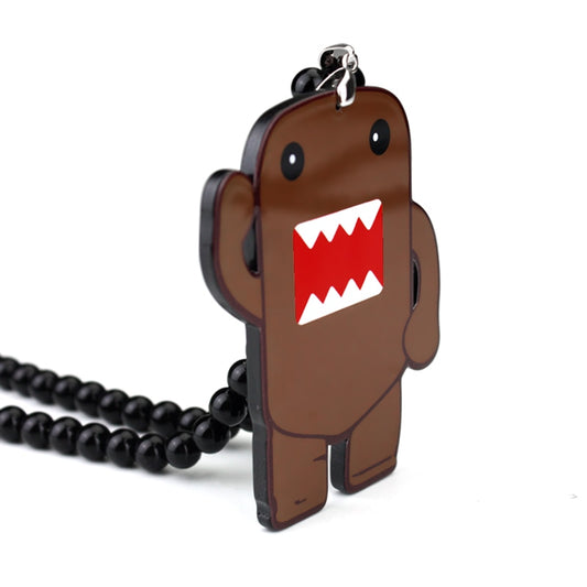 Brown DOMO KUN Badge Fashion Pendant Car Styling JDM Interior Rearview Mirror Ornament Beads Hellaflush Charm Hip Hop Necklace