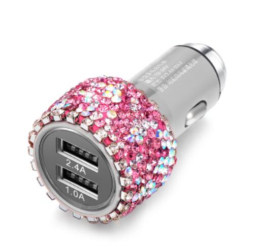 USB Car Charger For Mobile Phone Tablet GPS Fast Charger Car-Charger Dual USB Car Phone Charger Data Line Wire in Car Ornaments