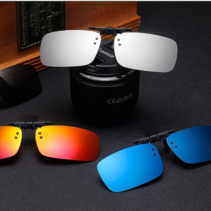 Cool Polarized Mirrored UV400 Lens Clips On Sunglasses Driving Night Vision Lens Sun Glasses Male Anti-UVA For Men Women