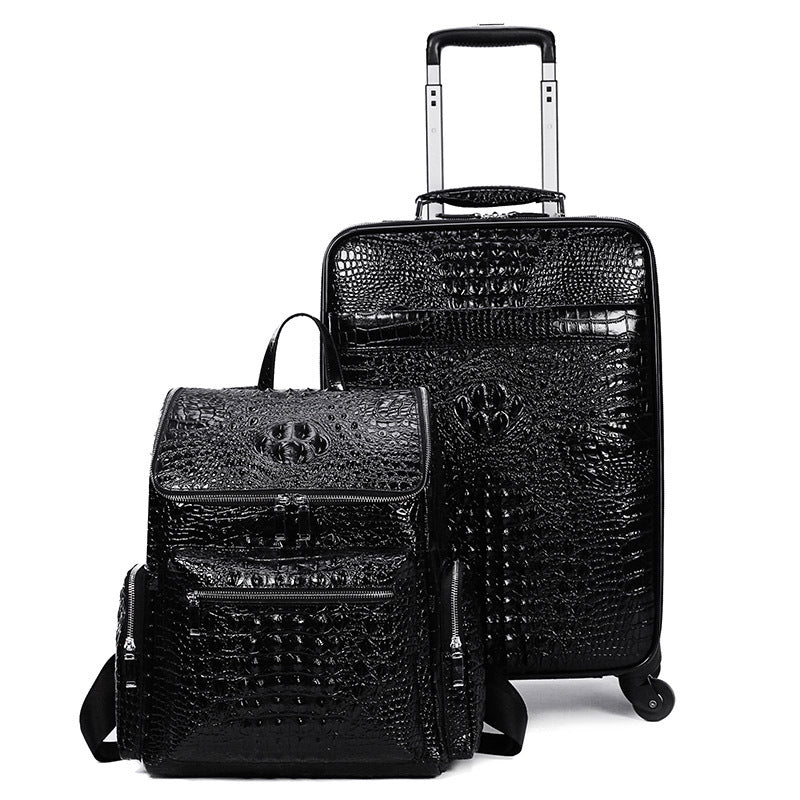 Genuine Leather Crocodile Pattern Suitcase Men's Top Layer Cowhide