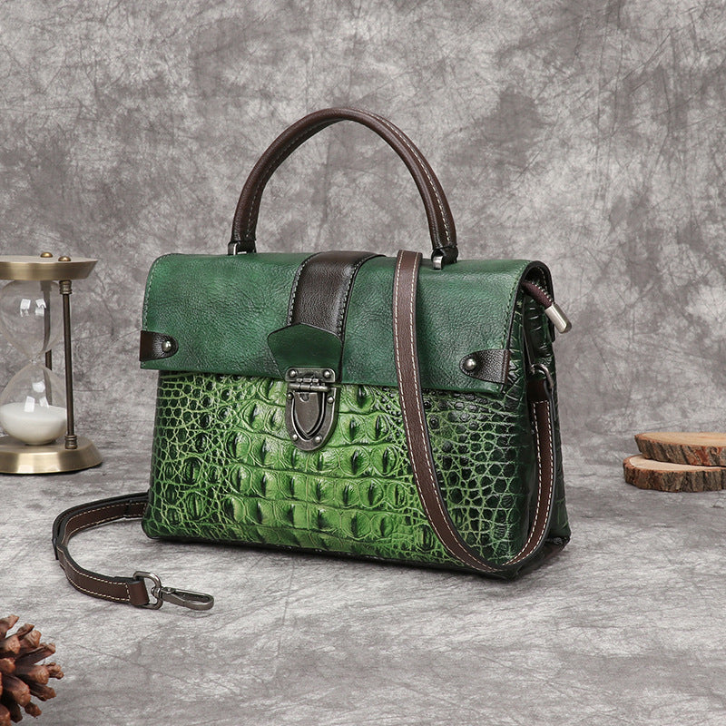 Vintage leather portable diagonal bag