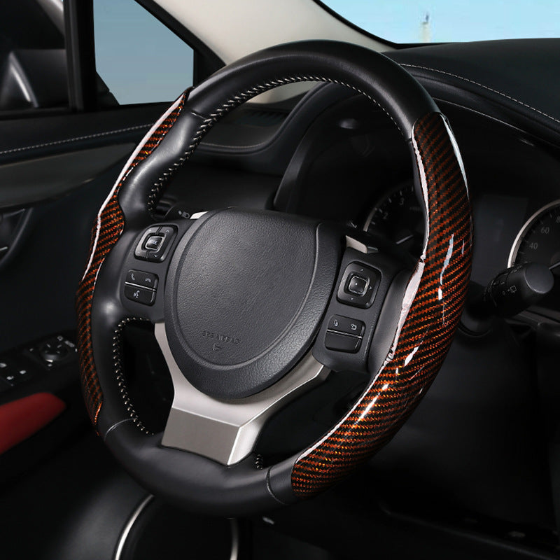 Car Carbon Fiber Pattern Glossy Car Steering Wheel Cover