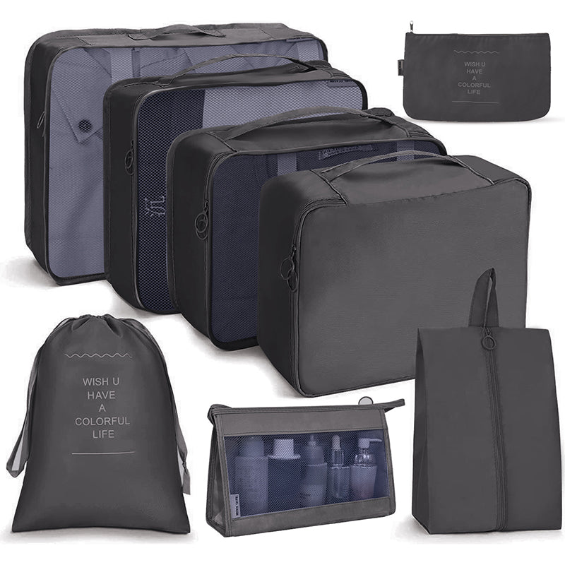 8Pcs/set Packing Cubes Luggage Organizer Bags Travel Suitcases Organizers Luggage Cubes with Toiletry Bag and Shoes Bag