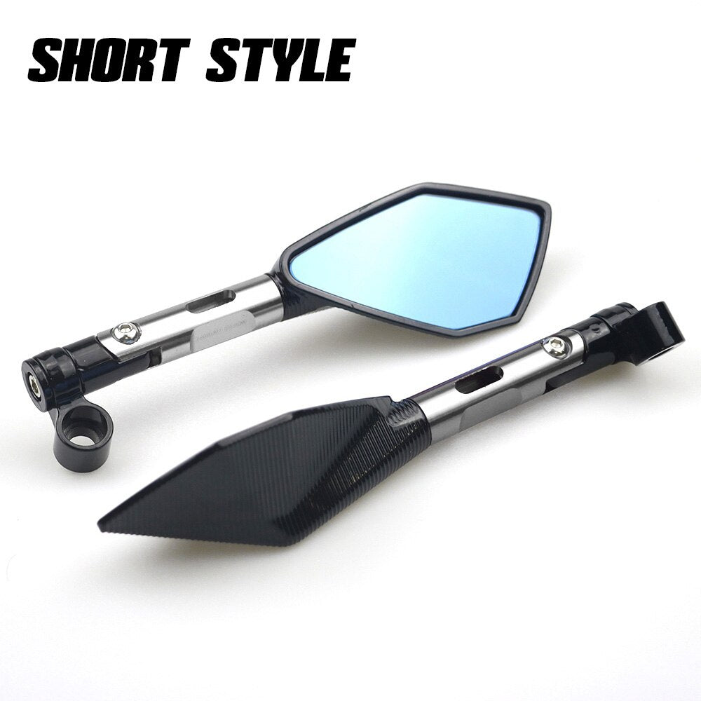 Universal CNC Aluminum Motorcycle Handlebar Rear View Mirrors Blue Anti-glare Mirror for Honda Yamaha Suzuki Scooter ktm