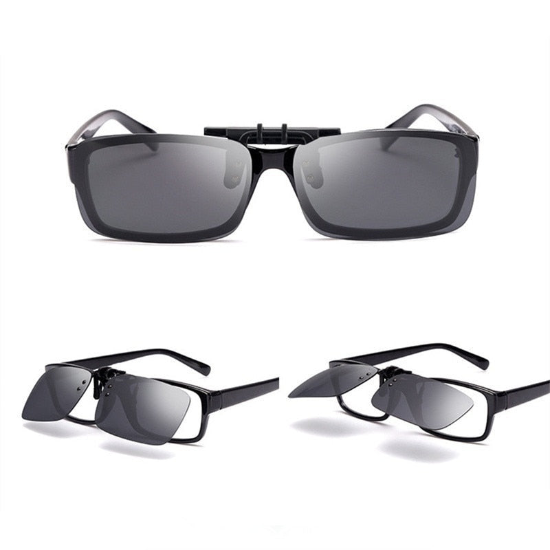 Cool Polarized Mirrored UV400 Lens Clips On Sunglasses Driving Night Vision Lens Sun Glasses Male Anti-UVA For Men Women