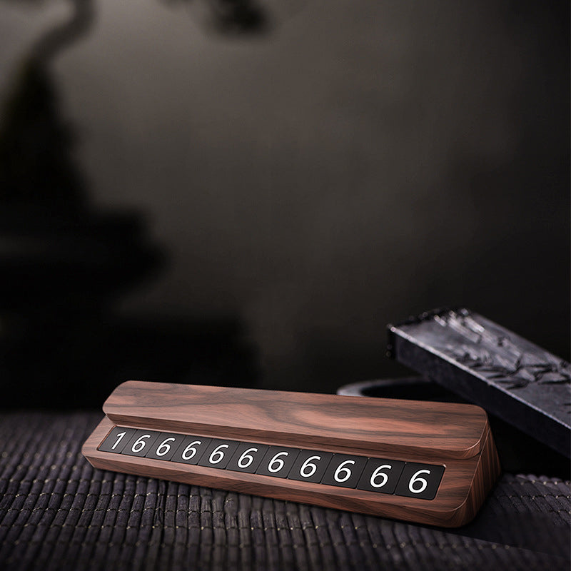 Car Parking Card High Temperature Resistant Mobile Phone Number Plate Walnut Simple Parking Card