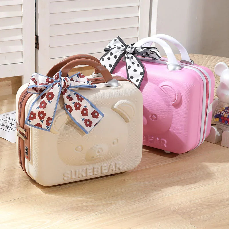 Box Large Capacity with Lock Storage Bag Traveling Case14-Inch Luggage Cartoon Handheld Cosmetic Bag Hand Carry Strap On Luggage