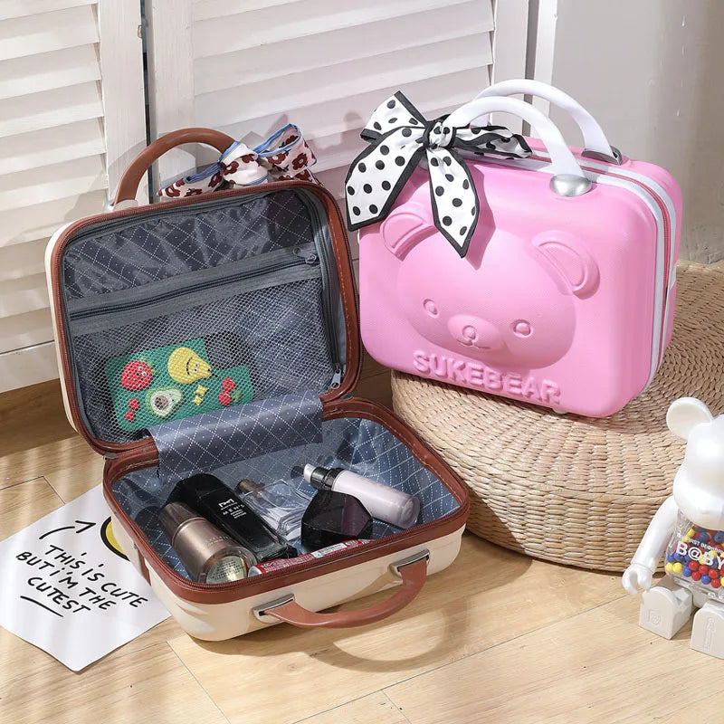 Box Large Capacity with Lock Storage Bag Traveling Case14-Inch Luggage Cartoon Handheld Cosmetic Bag Hand Carry Strap On Luggage