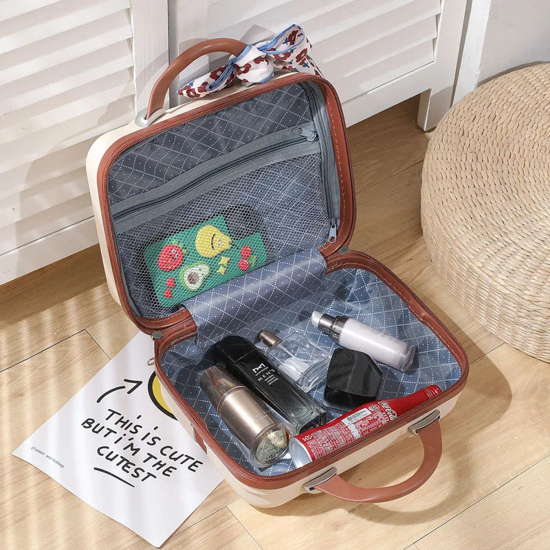 Box Large Capacity with Lock Storage Bag Traveling Case14-Inch Luggage Cartoon Handheld Cosmetic Bag Hand Carry Strap On Luggage