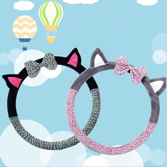 Cute Cat Ear Steering Wheel Cover Short Plush Winter Car Steering Wheel Covers For Girls