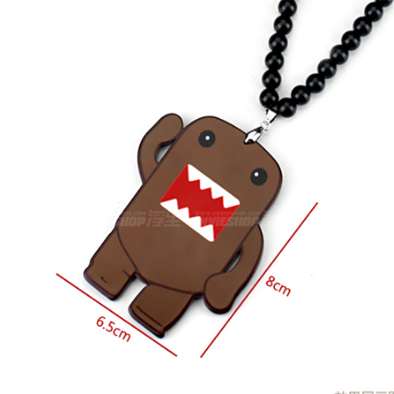 Brown DOMO KUN Badge Fashion Pendant Car Styling JDM Interior Rearview Mirror Ornament Beads Hellaflush Charm Hip Hop Necklace