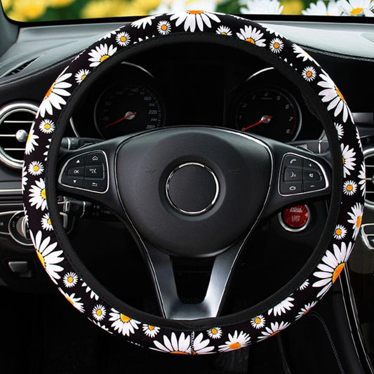 Cute Daisy Flower Car Interior Decoration Knitted Steering Wheel Cover Universal  Car Accessories Wheel Cover Without Inner Ring