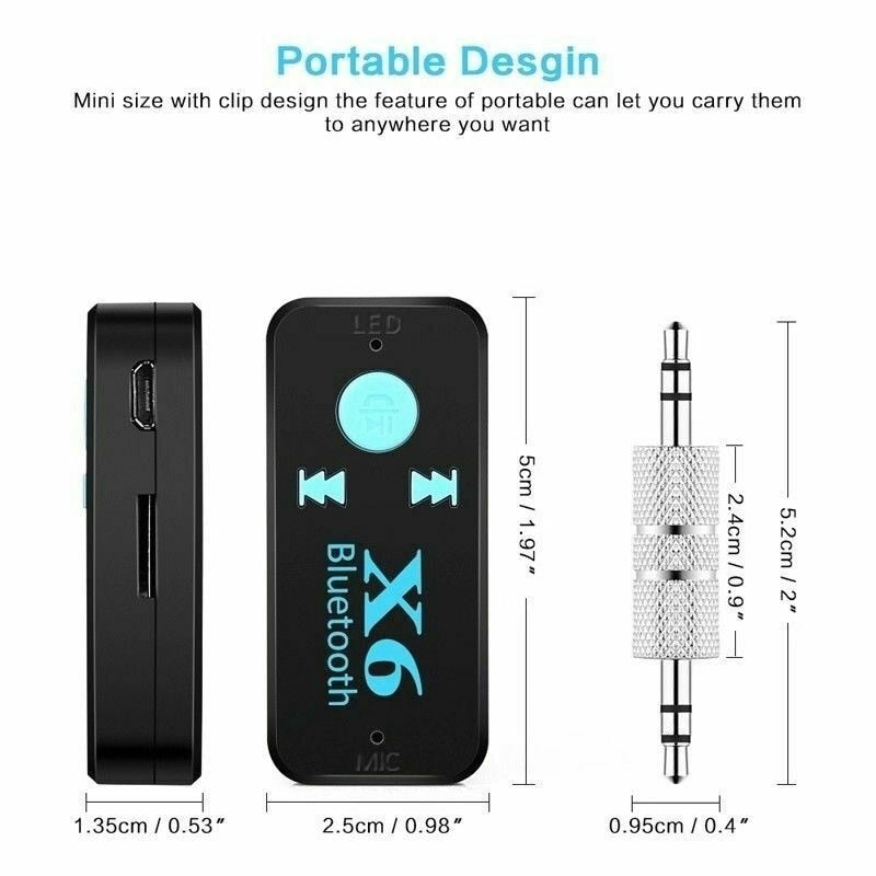 X6 Bluetooth Transmitter Aux Usb Car Play Music Receiver Adapter 5.0 mm  Bluetooth Adapter  MP3 Music Adapter For car player