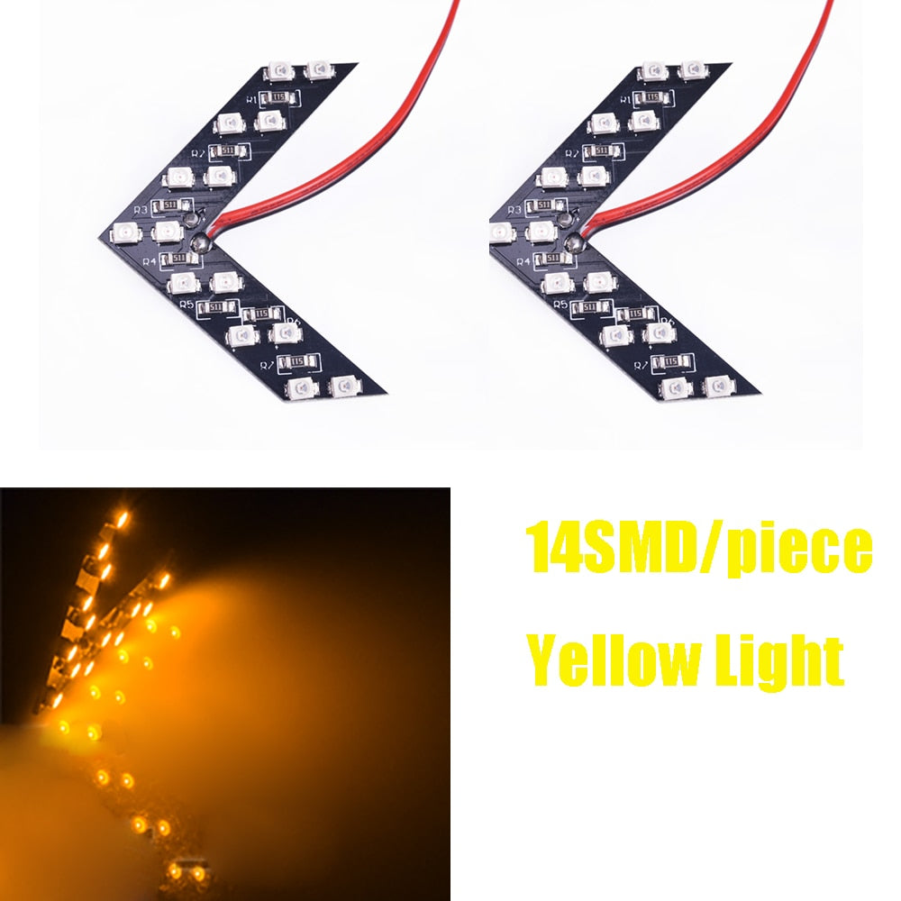 2pcs Arrow Panel 14 SMD LED Car Side Mirror Indicator Light Auto Turn Signal Light Car Styling LED Rear View Mirror AE