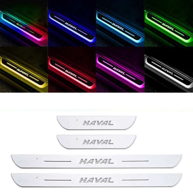 Acrylic Universal Car Led Welcome Pedal Light Led Moving Door Scuff Led Door Sill Scuff Plate car logo  4PCS Set