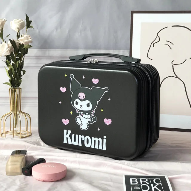 Fashion Portable Cosmetic Case Sanrios New Large Capacity Cute Cartoon Portable Storage Box Can Be Set Tie Rod Small Suitcase