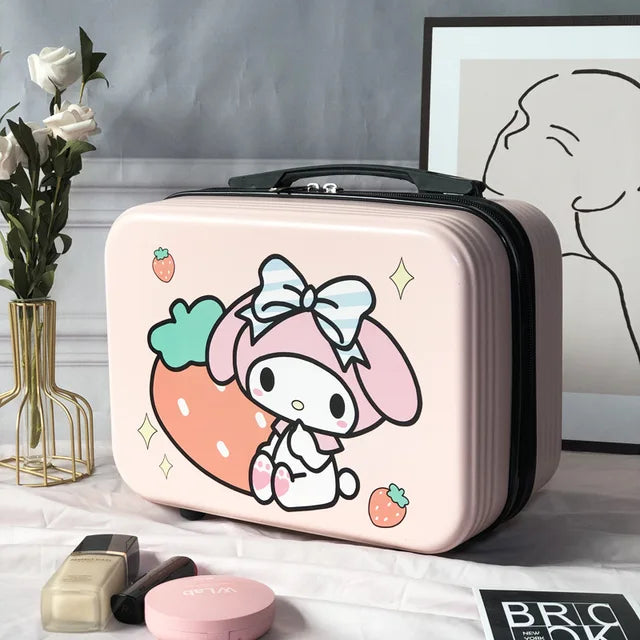 Fashion Portable Cosmetic Case Sanrios New Large Capacity Cute Cartoon Portable Storage Box Can Be Set Tie Rod Small Suitcase