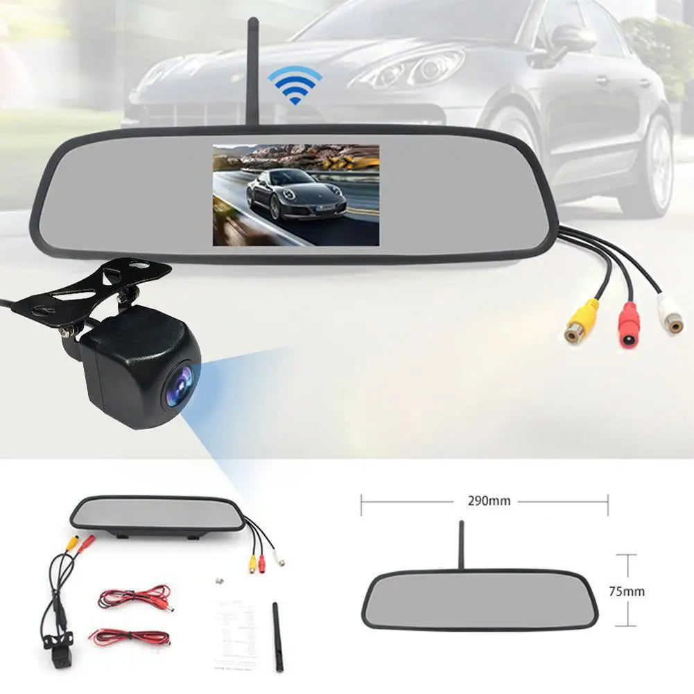 Rearview Mirror Camera Dvr 4.3-inch Rear View Mirror + Reversing Camera Wireless Car Reversing Camera Automobile Video Recorder