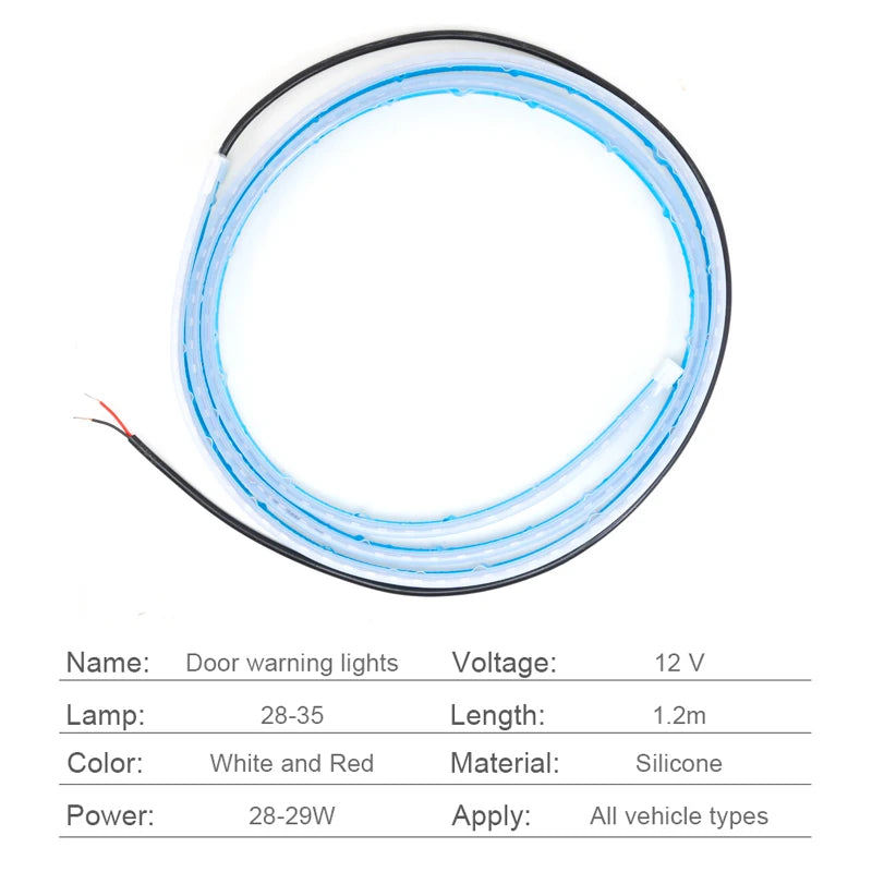 Led Car Door Warning Lights 120cm Anti-collision Strobe Flashing Safety Lamp Streamer Decorative Atmosphere Ambient Light 12V
