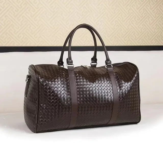 Large Capacity Men's and Women's Shoulder Luggage Bag Travel Bag Black Business Trip Bag New Woven Handheld Travel Bag