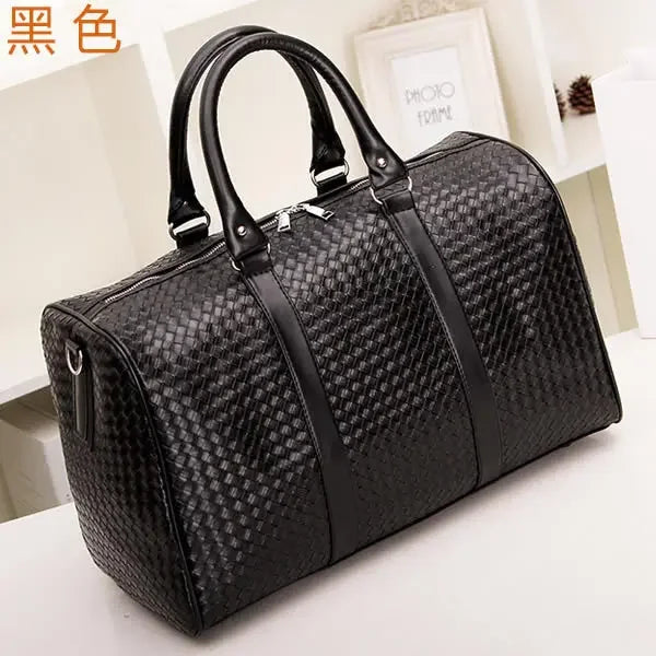 Large Capacity Men's and Women's Shoulder Luggage Bag Travel Bag Black Business Trip Bag New Woven Handheld Travel Bag