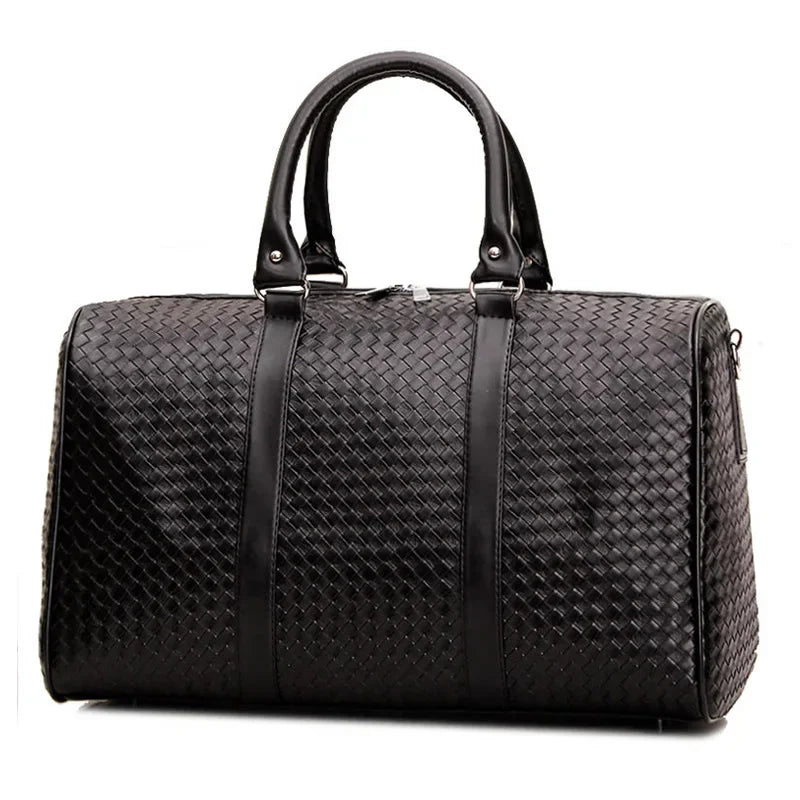 Large Capacity Men's and Women's Shoulder Luggage Bag Travel Bag Black Business Trip Bag New Woven Handheld Travel Bag