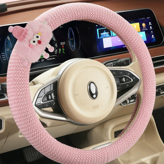 Car Plush Polo Cartoon Steering Wheel Warm Short Plush Grip Cover