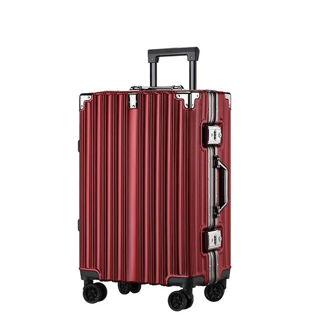 Trolley Luggage Aluminum Frame Rolling Luggage Case 20 24 26 28 inch Travel Suitcase on Wheels Combination Lock Carry on Luggage