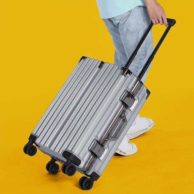 Trolley Luggage Aluminum Frame Rolling Luggage Case 20 24 26 28 inch Travel Suitcase on Wheels Combination Lock Carry on Luggage