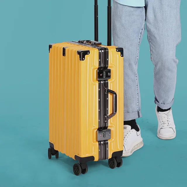 Trolley Luggage Aluminum Frame Rolling Luggage Case 20 24 26 28 inch Travel Suitcase on Wheels Combination Lock Carry on Luggage